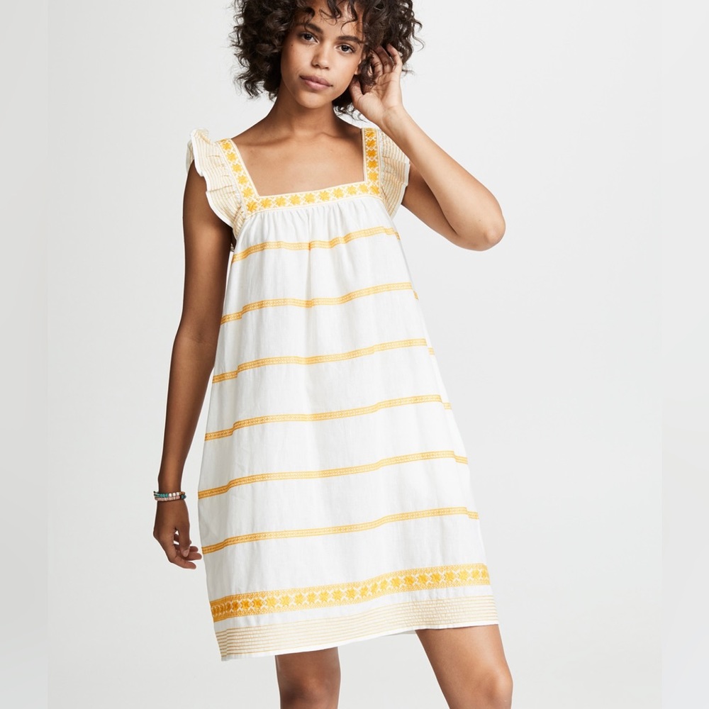 Tory Burch Embroidered Ruffled sleeveless dress